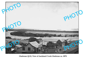 OLD LARGE PHOTO, GLADSTONE QUEENSLAND, VIEW OF AUCKLAND CREEK c1870