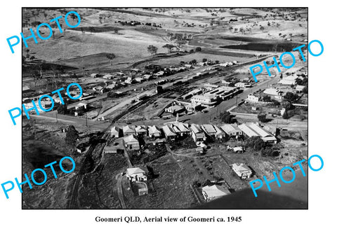 OLD LARGE PHOTO, GOOMERI QUEENSLAND, AERIAL VIEW OF TOWNSHIP c1945