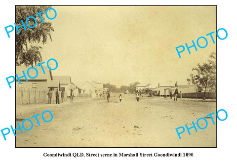 OLD LARGE PHOTO, GOONDIWINDI QUEENSLAND, VIEW OF MARSHALL STREET c1890