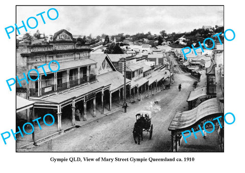 OLD LARGE PHOTO, GYMPIE QUEENSLAND, VIEW OF MARY STREET c1910