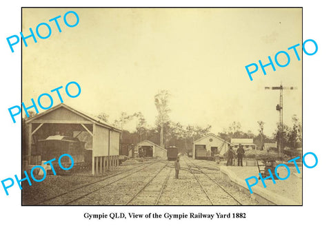 OLD LARGE PHOTO, GYMPIE QUEENSLAND, VIEW OF GYMPIE RAILWAY YARDS c1882