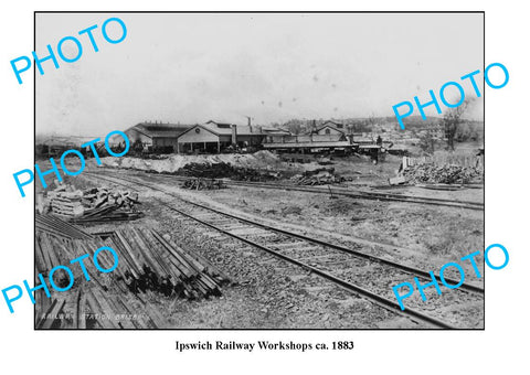 OLD LARGE PHOTO, IPSWICH RAILWAY YARD WORKSHOPS c1883 QLD