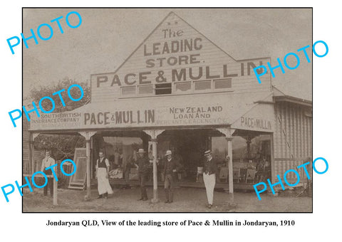 OLD LARGE PHOTO, JONDARYAN QLD, PACE & MULLINS GENERAL STORE c1910