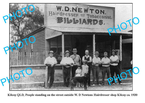 OLD LARGE PHOTO, KILCOY QUEENSLAND, NEWTONS BILLARDS STORE c1930