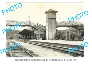 OLD LARGE PHOTO, KURANDA QUEENSLAND, RAILWAY STATION PLATFORM c1924