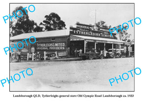 OLD LARGE PHOTO, LANDSBOROUGH QLD, TYTHERLEIGHS GENERAL STORE c1930