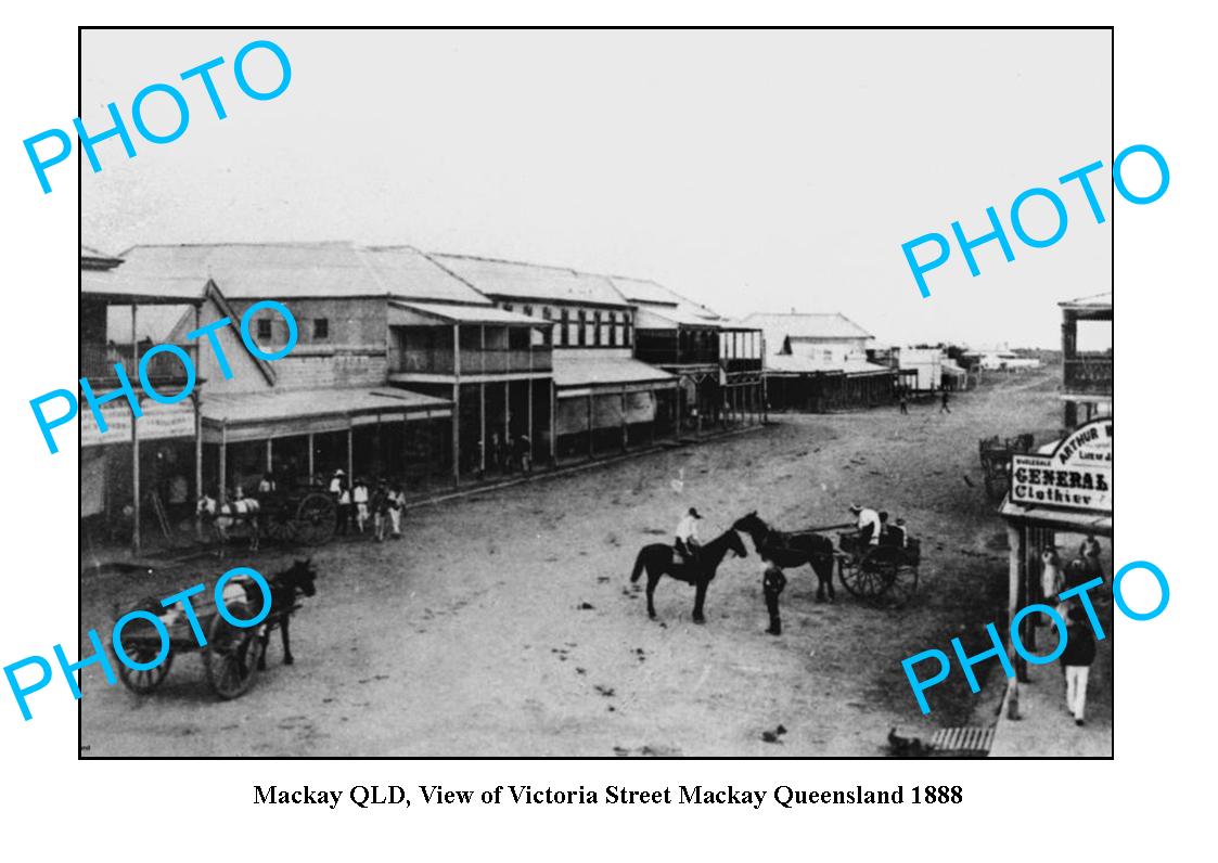 OLD LARGE PHOTO, MACKAY QUEENSLAND, VIEW OF VICTORIA STREET c1888