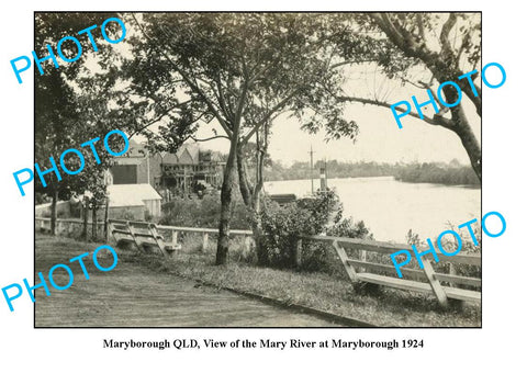 OLD LARGE PHOTO, MARYBOROUGH QUEENSLAND, VIEW OF THE MARY RIVER c1924