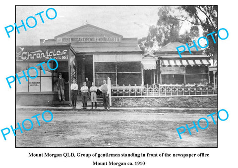 OLD LARGE PHOTO, MOUNT MORGAN QUEENSLAND, MOUNT MORGAN NEWSPAPER BUILDING c1910