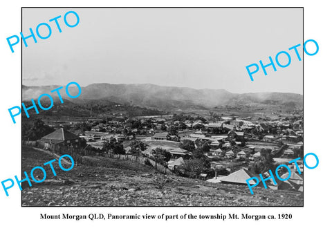 OLD LARGE PHOTO, MOUNT MORGAN QUEENSLAND, PANORAMA OF THE TOWNSHIP c1920