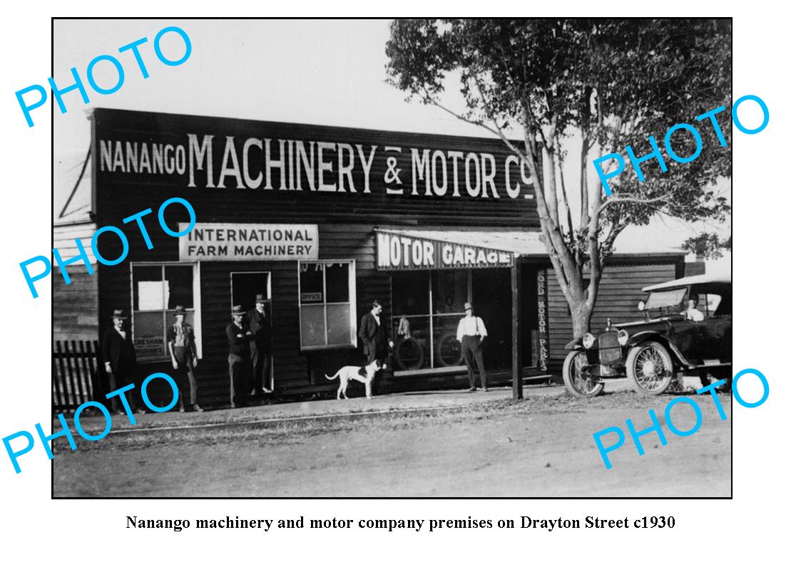 OLD LARGE PHOTO, NANANGO QUEENSLAND, MACHINERY & MOTOR Co BUILDING c1930