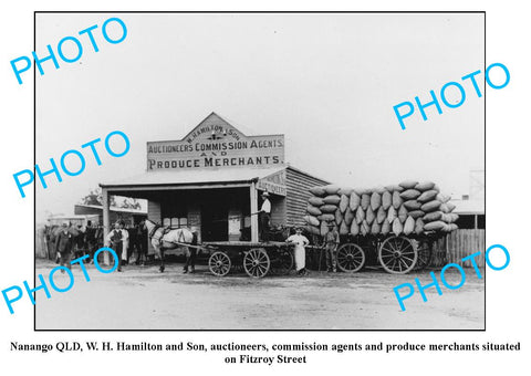 OLD LARGE PHOTO, NANANGO QLD, HAMILTON AUCTIONEERS BUILDING, FITZROY St c1900