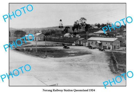 OLD LARGE PHOTO, NERANG QUEENSLAND, VIEW OF RAILWAY STATION c1934