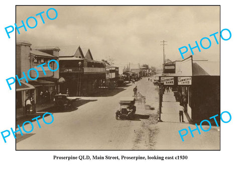 OLD LARGE PHOTO, PROSERPINE QUEENSLAND, VIEW OF THE MAIN STREET c1930