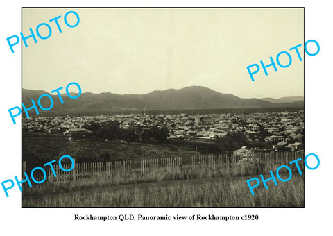 OLD LARGE PHOTO, ROCKHAMPTON QUEENSLAND, PANORAMA OF TOWNSHIP c1920