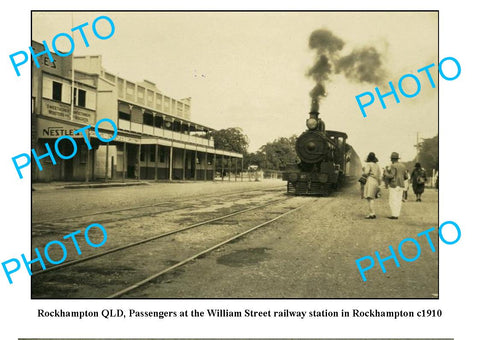 OLD LARGE PHOTO, ROCKHAMPTON QUEENSLAND, WILLIAM STREET RAILWAY STATION c1910