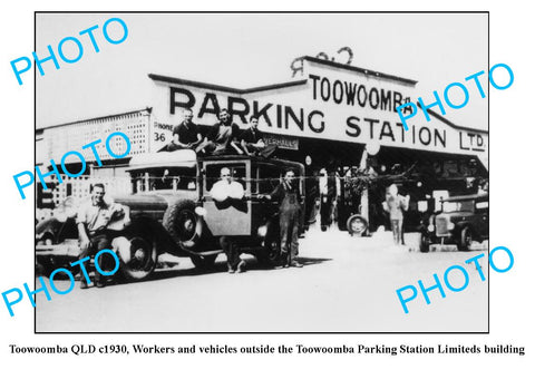 OLD LARGE PHOTO, TOOWOOMBA QUEENSLAND, PARKING STATION BUILDING c1930