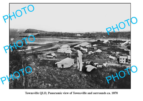 OLD LARGE PHOTO, TOWNSVILLE QUEENSLAND, PANORAMA OF TOWNSHIP c1870