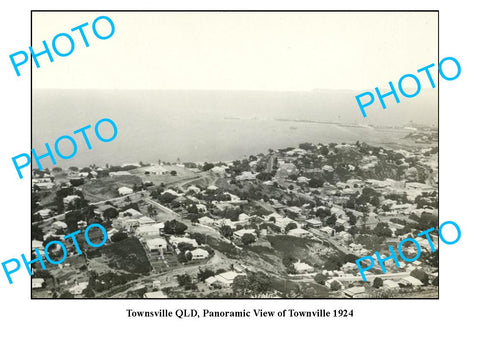 OLD LARGE PHOTO, TOWNSVILLE QUEENSLAND, PANORAMA OF TOWNSHIP c1924