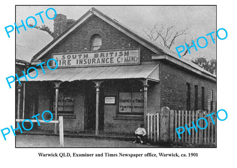 OLD LARGE PHOTO, WARWICK QUEENSLAND, NEWSPAPER PRINTING OFFICE c1901