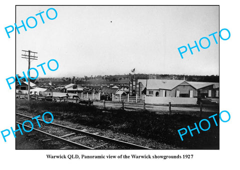 OLD LARGE PHOTO, WARWICK QUEENSLAND, PANORAMA OF THE SHOWGROUNDS c1927