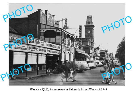 OLD LARGE PHOTO, WARWICK QUEENSLAND, VIEW OF PALMERIN STREET c1949