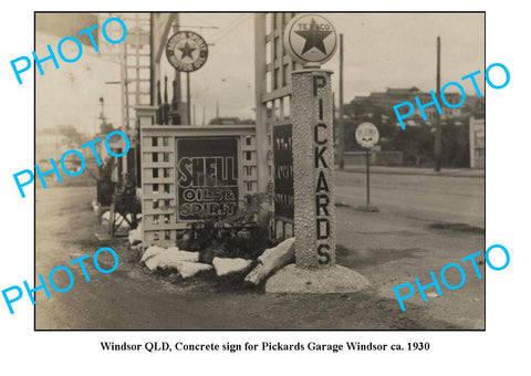 OLD LARGE PHOTO, WINDSOR QUEENSLAND, PICKARDS SERVICE STATION, SHELL TEXACO OIL