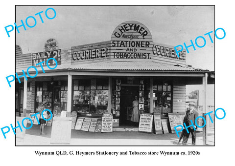 OLD LARGE PHOTO, WYNNUM QUEENSLAND, HEYMERS TOBACCO STORE c1920