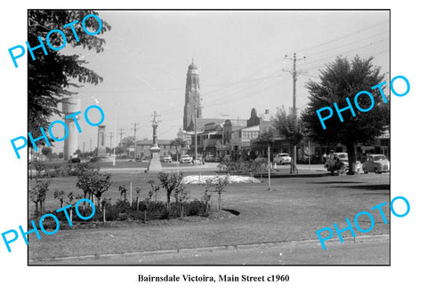 OLD LARGE PHOTO, BAIRNSDALE VICTORIA, MAIN STREET & WATER TOWER c1960