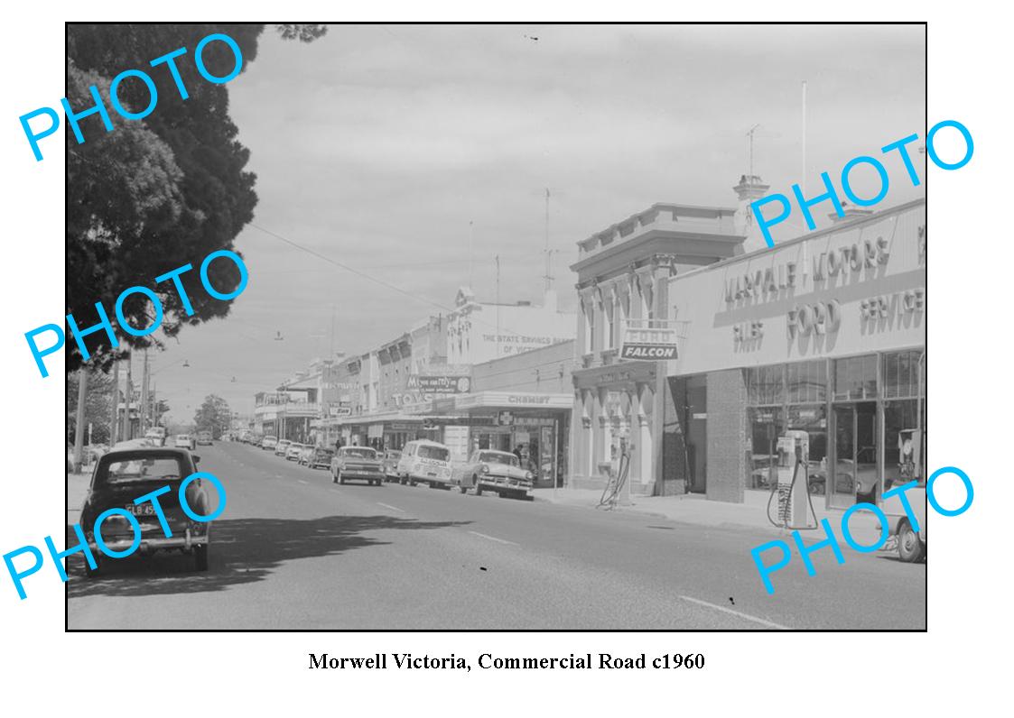 OLD LARGE PHOTO, MORWELL VICTORIA, VIEW OF COMMERCIAL ROAD c1960