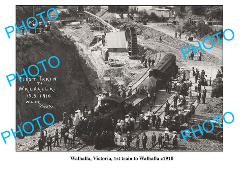 OLD LARGE PHOTO, WALHALLA VICTORIA, 1st TRAIN INTO WALHALLA c1910