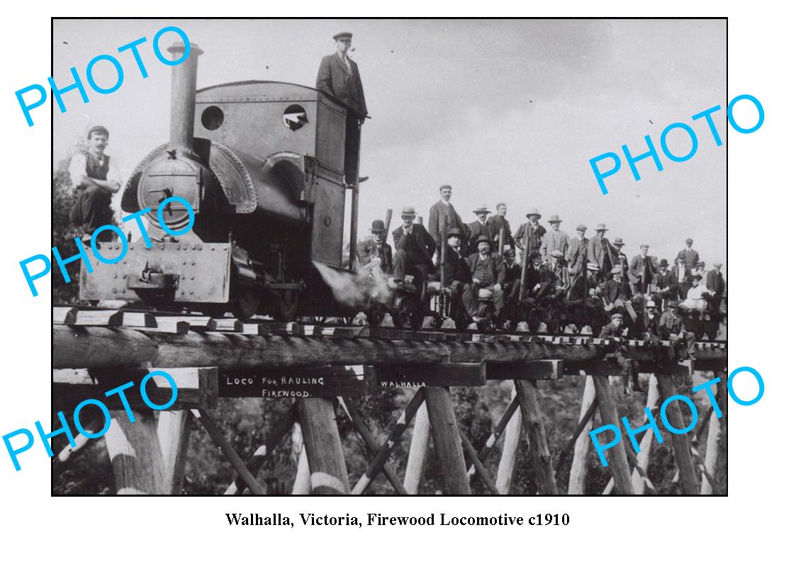 OLD LARGE PHOTO, WALHALLA VICTORIA, FIREWOOD LOCOMOTIVE RAILWAY c1910