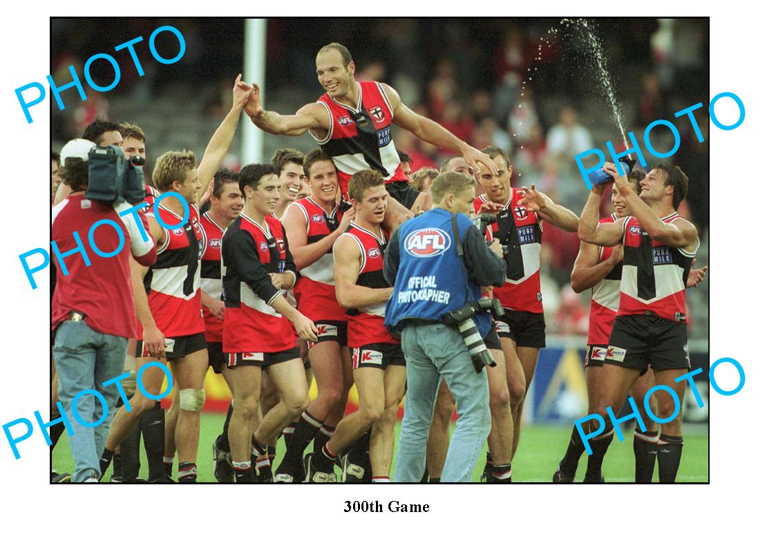 LARGE PHOTO FEATURING St KILDA FC GREAT STEWART LOEWE, 300th GAME