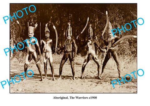 OLD LARGE PHOTO, AUSTRALIAN ABORIGINALS, Nth QLD WARRIORS c1900