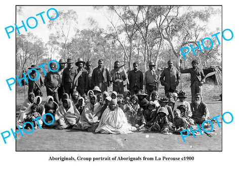 OLD LARGE PHOTO, AUSTRALIAN ABORIGINALS, GROUP PORTRAIT FROM La PERSOUSE c1900