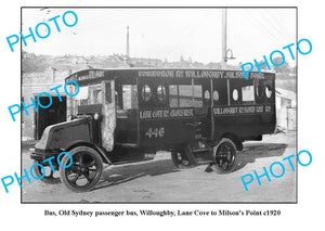 OLD LARGE PHOTO, SYDNEY BUS SERVICE, CROWS NEST to MILSONS POINT c1920