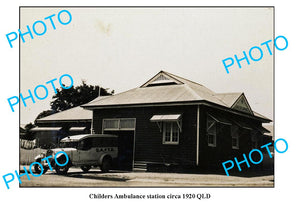 OLD LARGE PHOTO, CHILDERS QUEENSLAND, AMBULANCE STATION BUILDING c1920