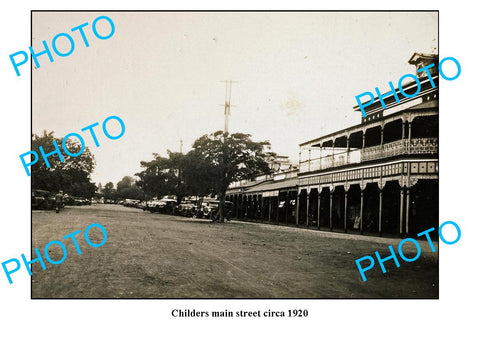 OLD LARGE PHOTO, CHILDERS QUEENSLAND, MAIN STREET & HOTEL c1920