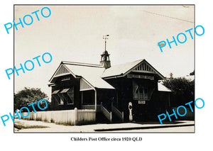 OLD LARGE PHOTO, CHILDERS QUEENSLAND, POST OFFICE BUILDING c1920