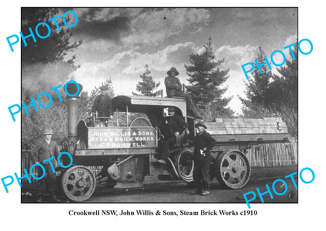 OLD LARGE PHOTO, CROOKWELL NSW, JOHN WILLIS BRICK WORKS TRUCK c1910