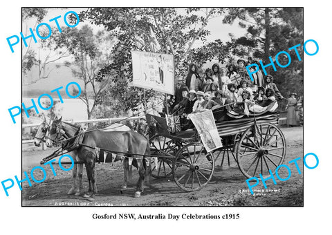 OLD LARGE PHOTO, GOSFORD NSW, AUSTRALIA DAY CELEBRATION c1915