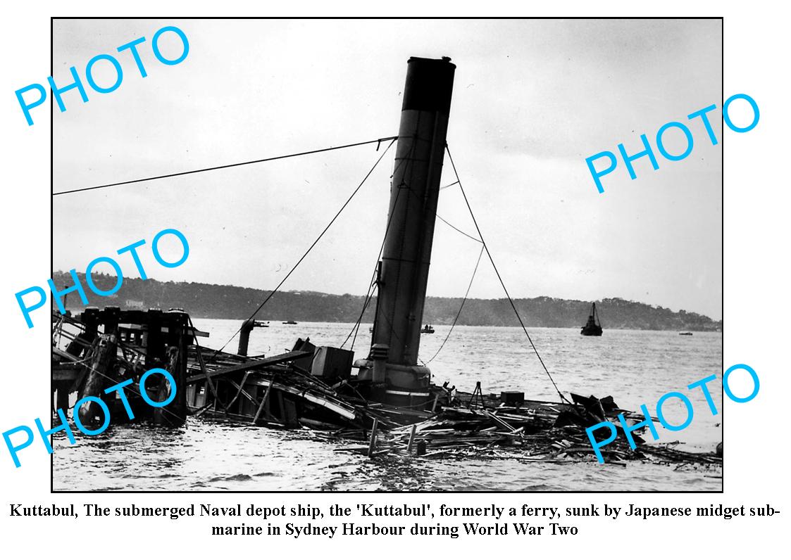 OLD LARGE PHOTO, KUTTABUL FERRY, SUNK BY JAPAN MIDGET SUBMARINE, SYDNEY HARBOUR