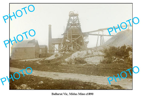 OLD LARGE PHOTO, BALLARAT VICTORIA, MIDAS GOLD MINE c1890