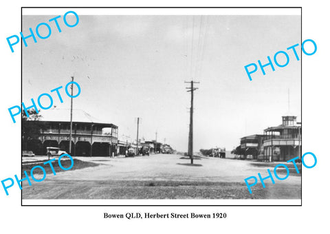 OLD LARGE PHOTO, BOWEN QUEENSLAND, VIEW OF HERBERT STREET c1920