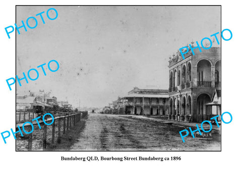 OLD LARGE PHOTO, BUNDABERG QUEENSLAND, VIEW OF BOURBONG STREET c1896