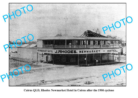 OLD LARGE PHOTO, CAIRNS QUEENSLAND, NEWMARKET HOTEL AFTER CYCLONE c1906