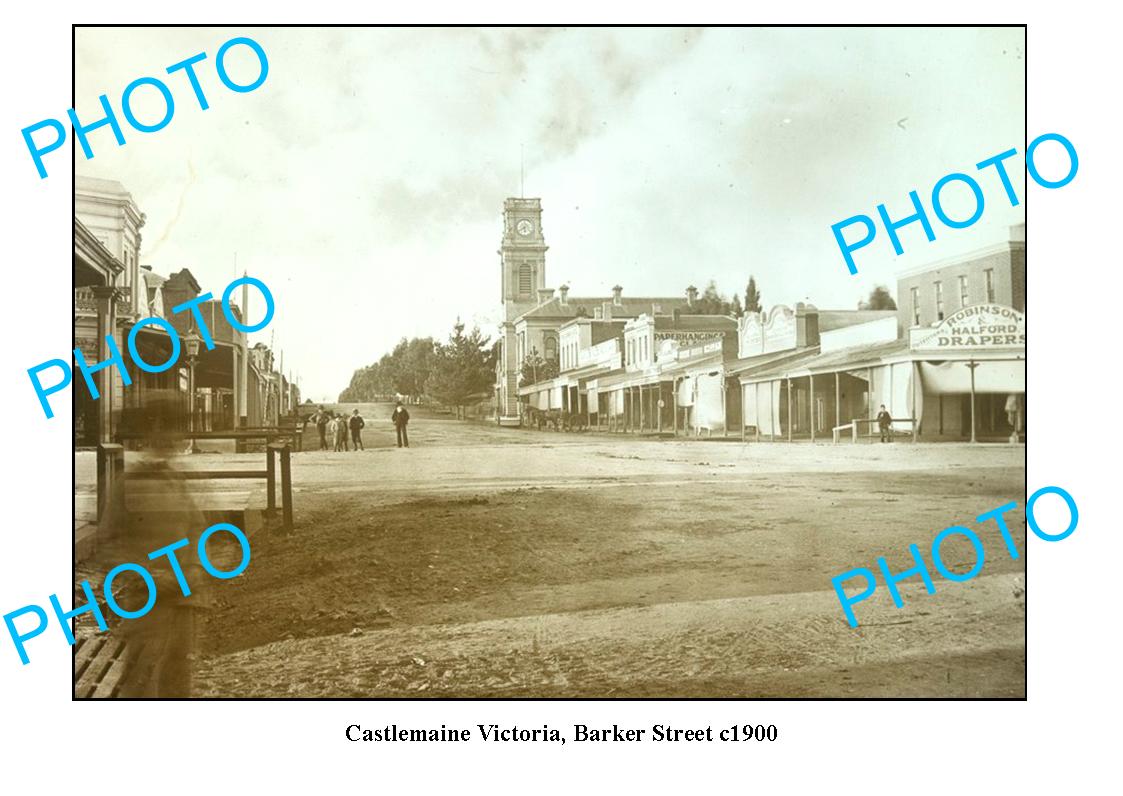 OLD LARGE PHOTO, CASTLEMAINE VICTORIA, VIEW OF BARKER STREET c1900