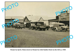 OLD LARGE PHOTO, MOUNT ISA QUEENSLAND, VIEW OF MAIN STREET c1936