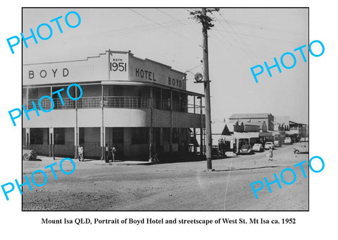 OLD LARGE PHOTO, MOUNT ISA QUEENSLAND, VIEW OF BOYD HOTEL c1952