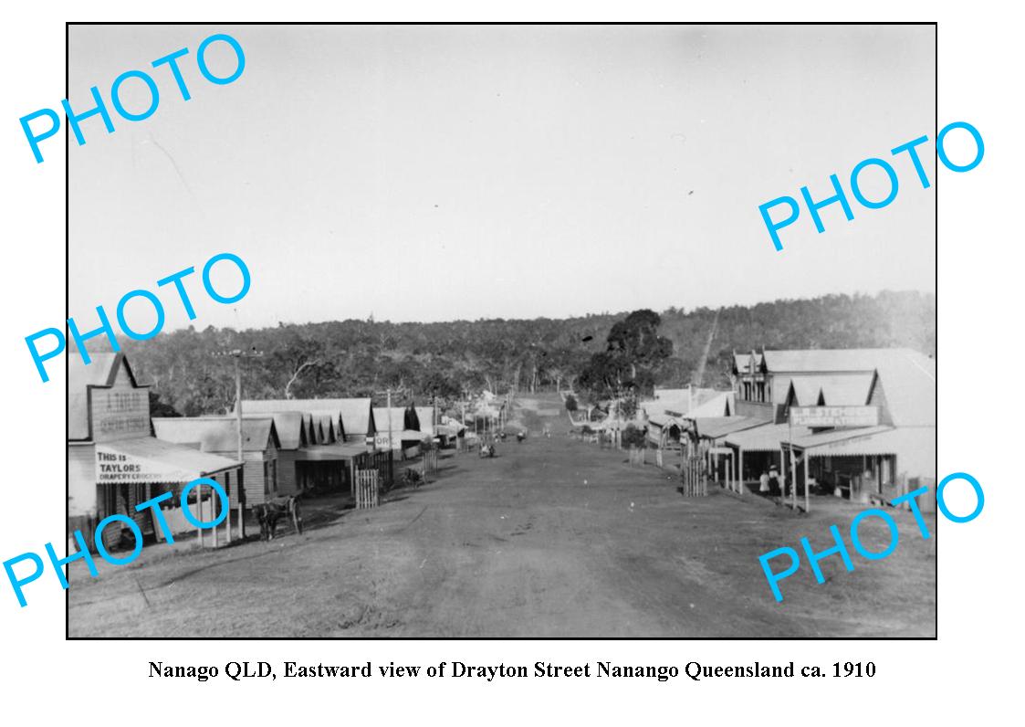 OLD LARGE PHOTO, NANANGO QUEENSLAND, VIEW OF DRAYTON STREET c1910